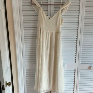 EXPRESS Medium White Off-Shoulder Dress - Perfect for Bridal or Bachelorette